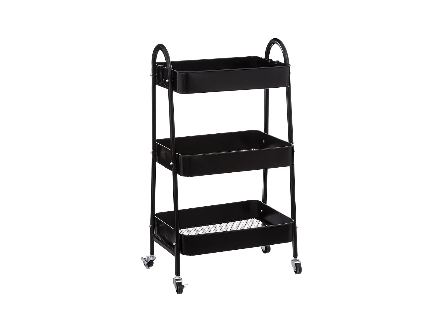 Desserte roulante 3 niveaux en Métal Noir H 80 cm