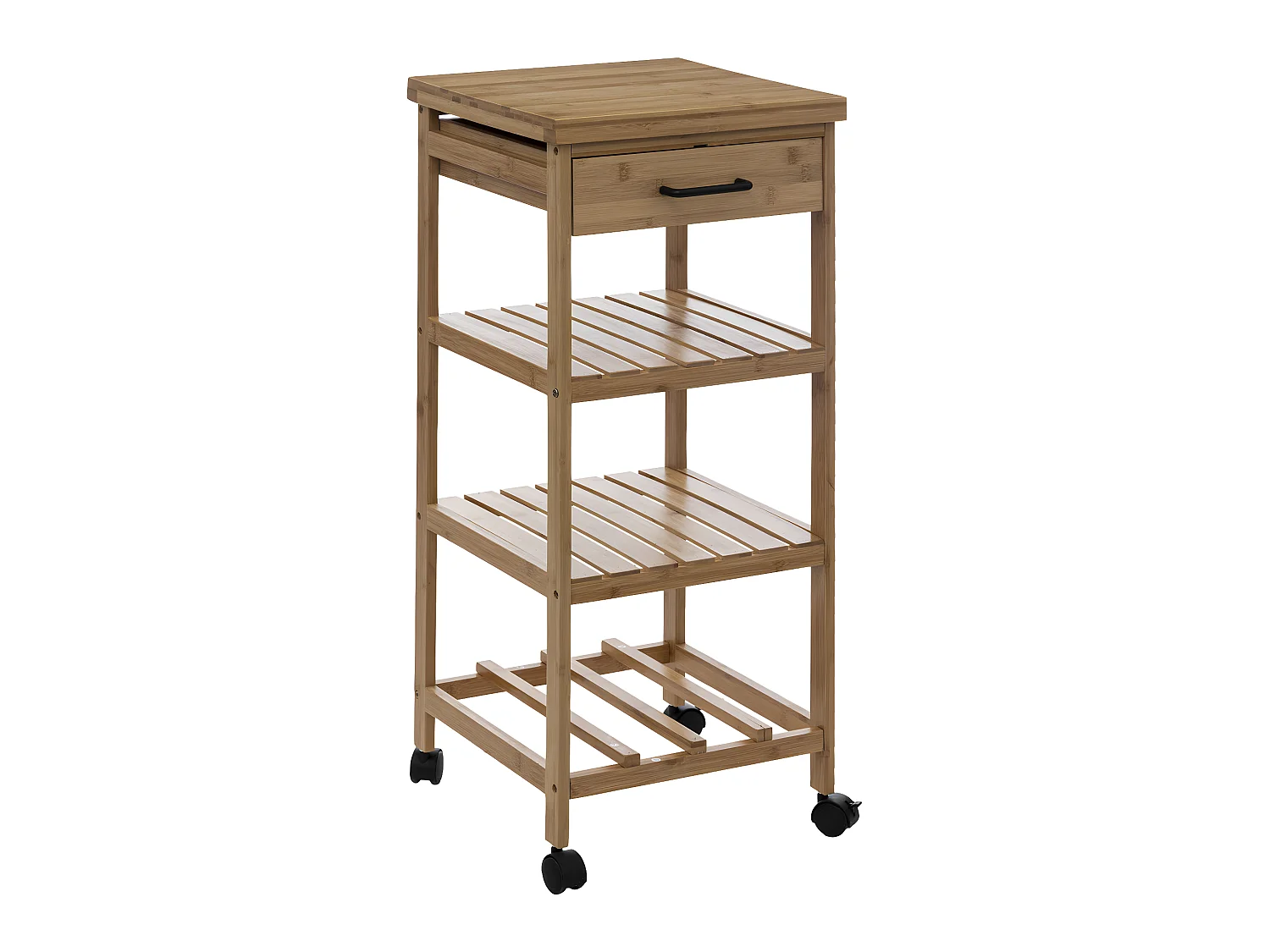 Desserte roulante de cuisine en Bambou H 90 cm