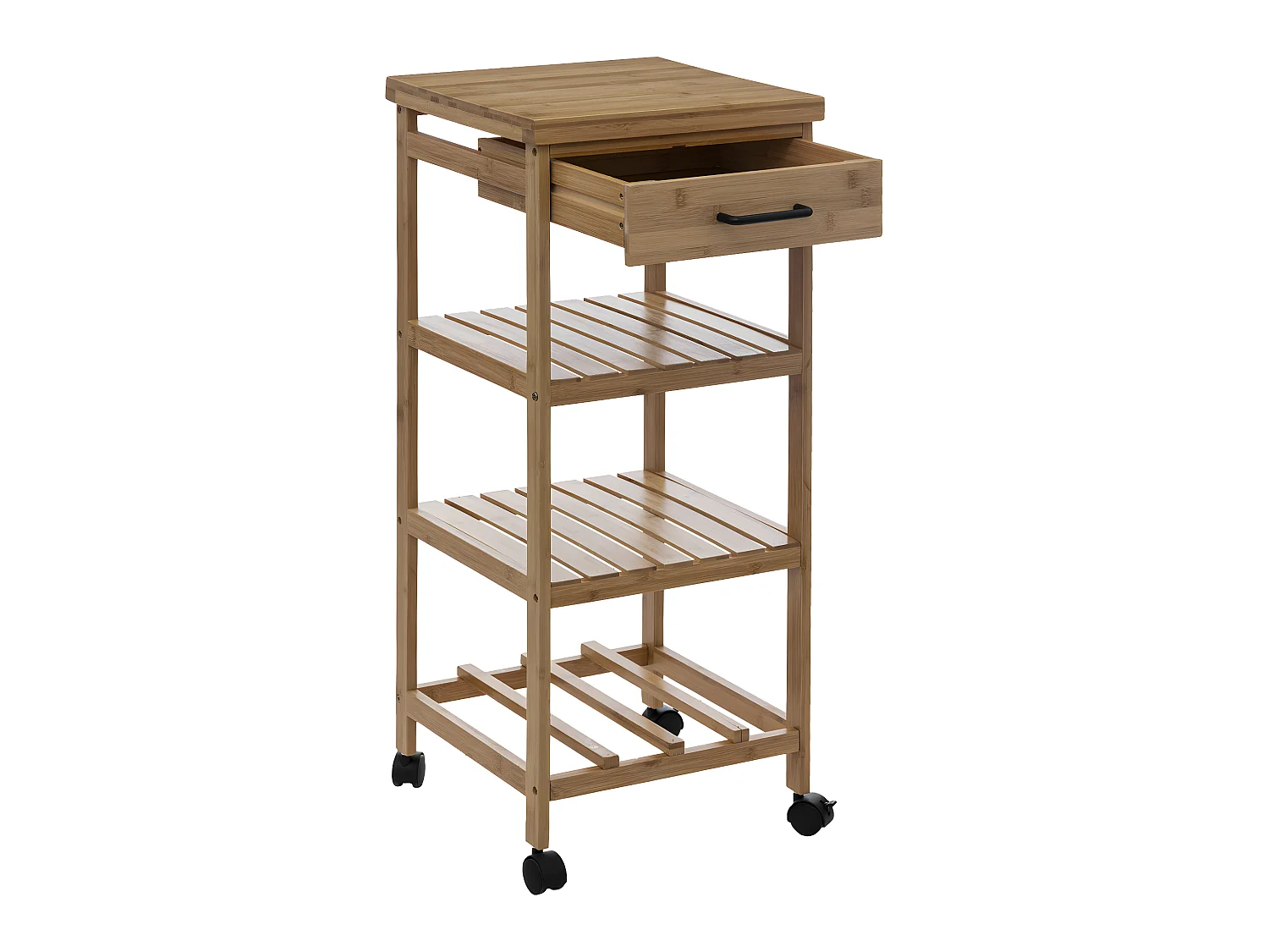 Desserte roulante de cuisine en Bambou H 90 cm