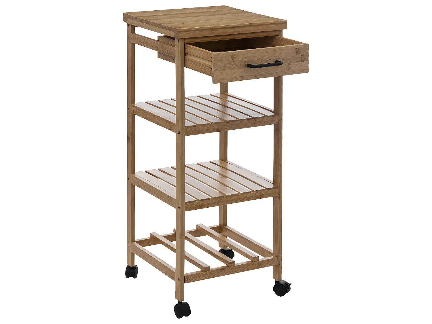 Desserte roulante de cuisine en Bambou H 90 cm