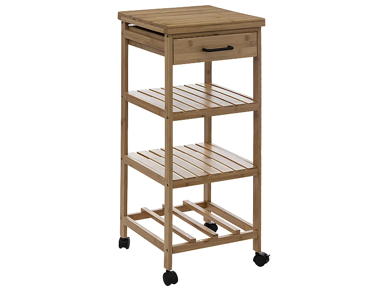 Desserte roulante de cuisine en Bambou H 90 cm