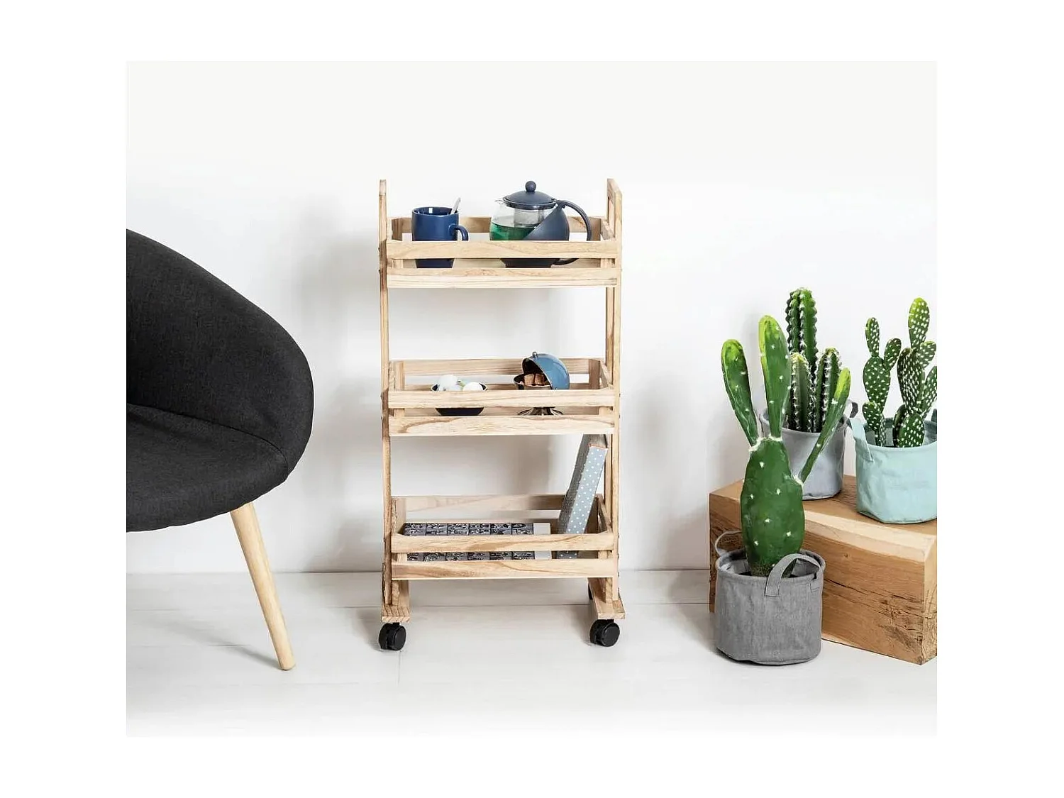 Desserte de Cuisine "Cagette" 82cm Naturel