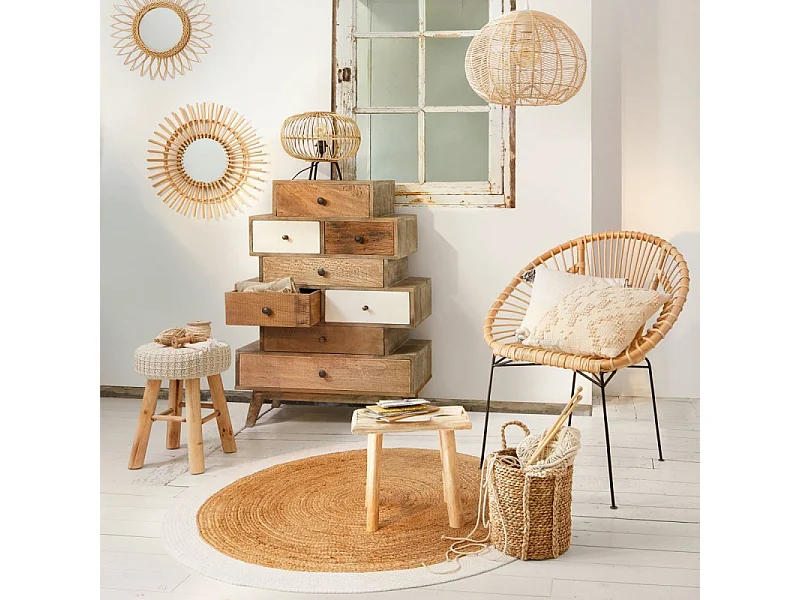 Commode Design 8 Tiroirs  "Koval" 107cm Naturel