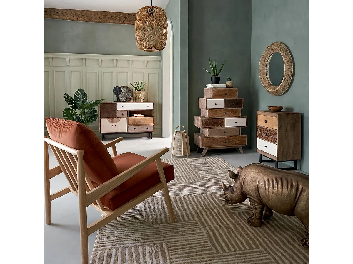 Commode Design 8 Tiroirs  "Koval" 107cm Naturel