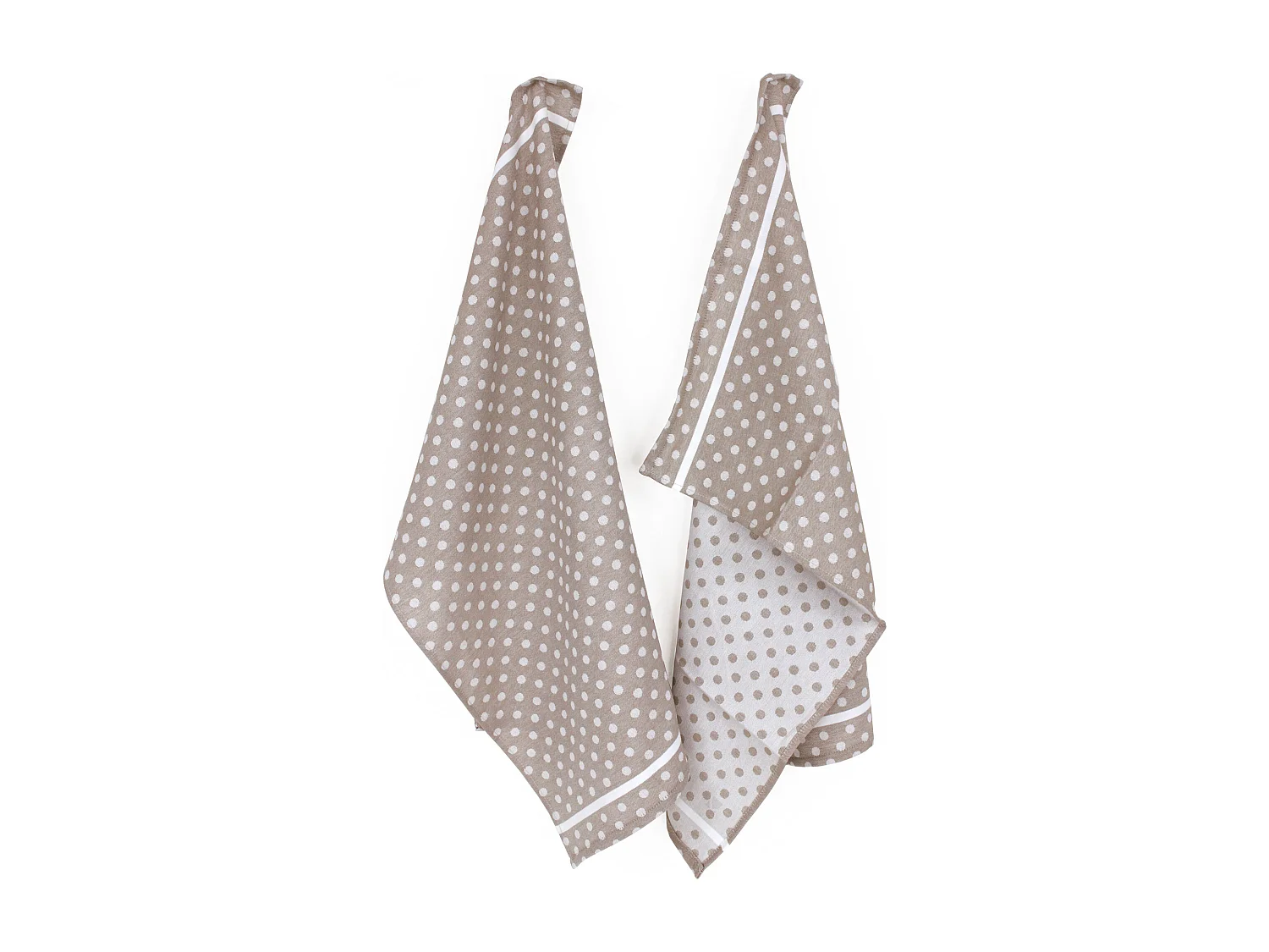 Lot de 2 torchons de cuisine toile 50x70 cm DOTS marron