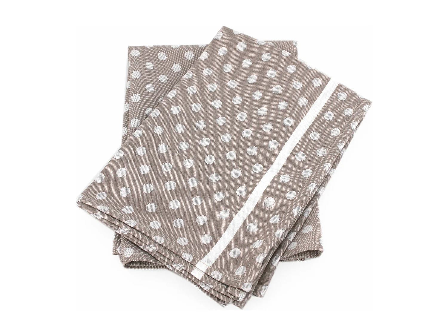 Lot de 2 torchons de cuisine toile 50x70 cm DOTS marron