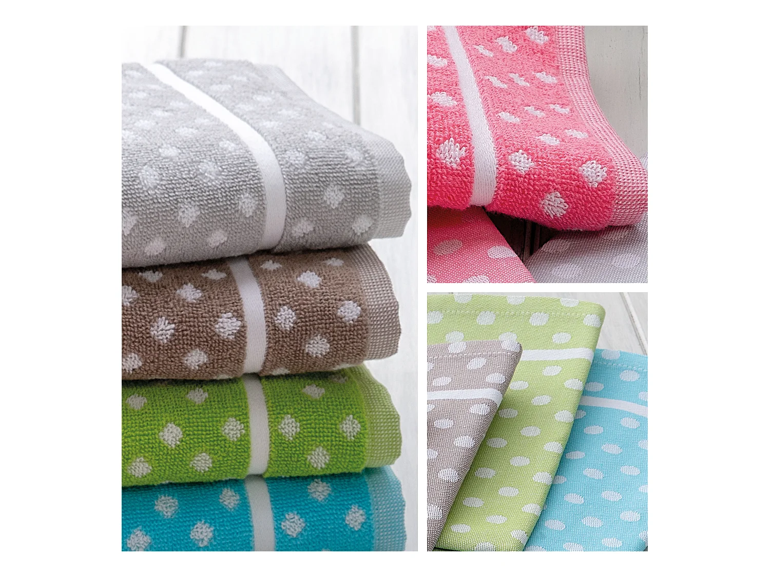 Lot de 2 torchons de cuisine toile 50x70 cm DOTS bleu