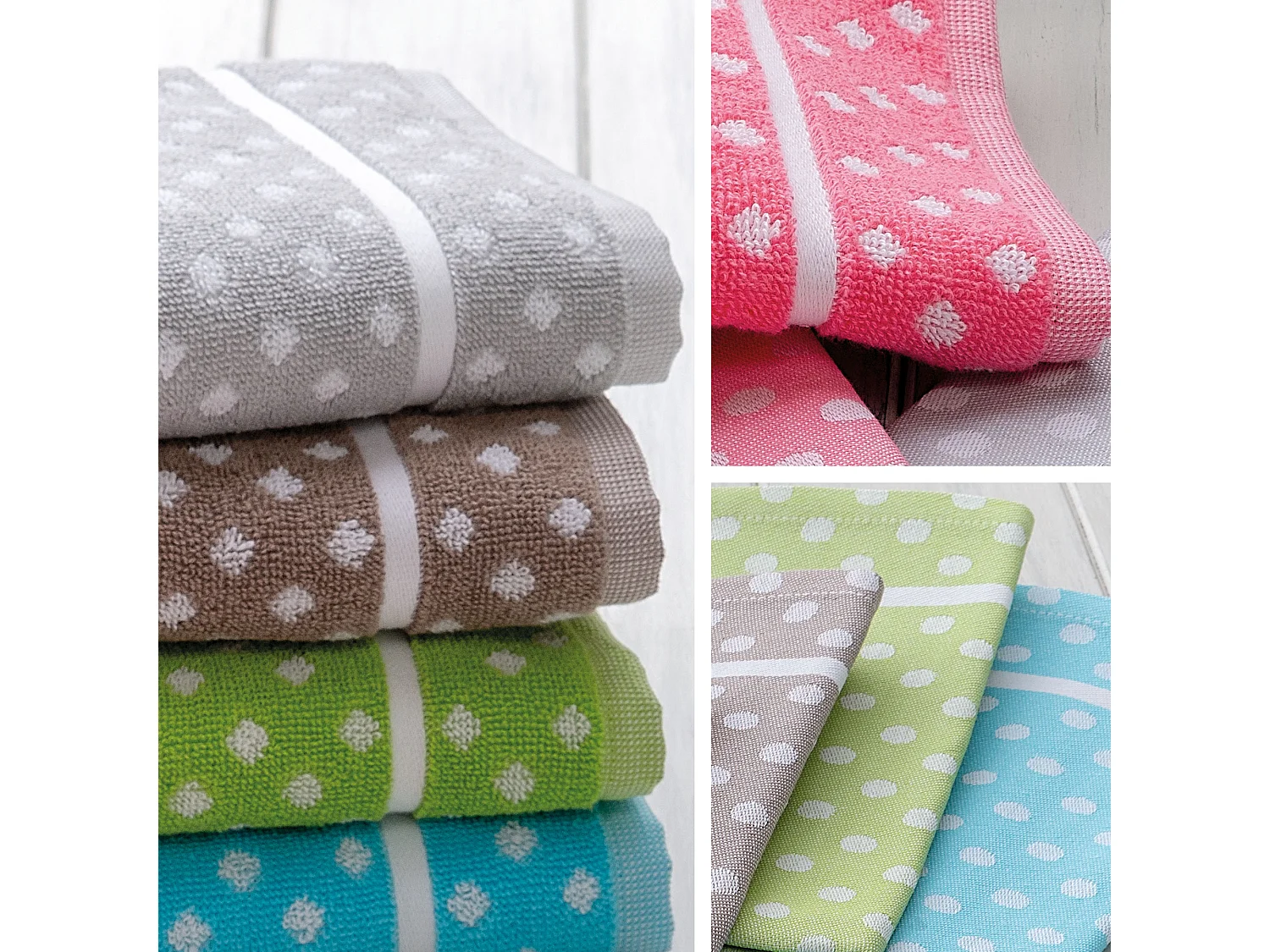 Lot de 2 torchons de cuisine toile 50x70 cm DOTS gris