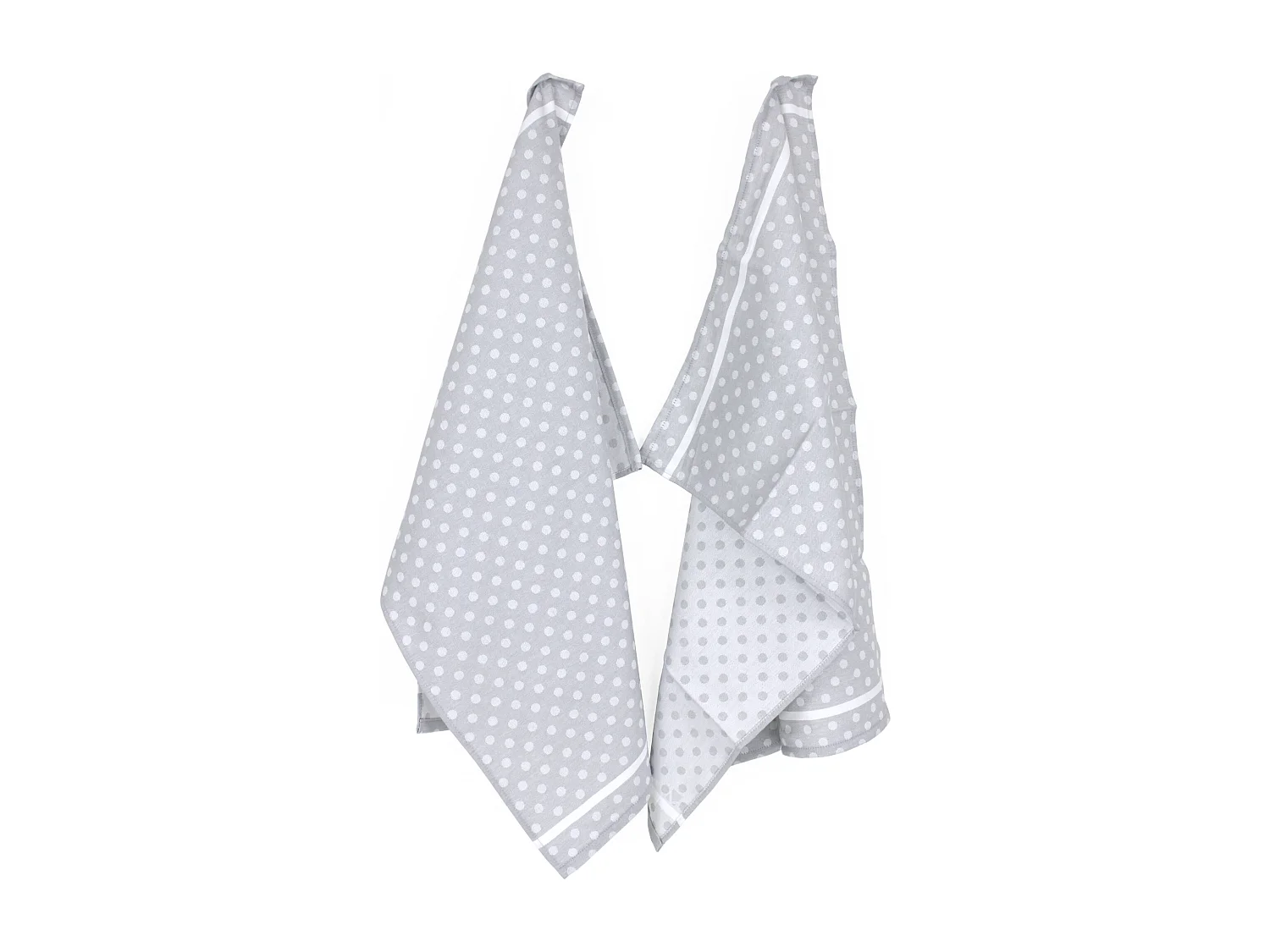 Lot de 2 torchons de cuisine toile 50x70 cm DOTS gris