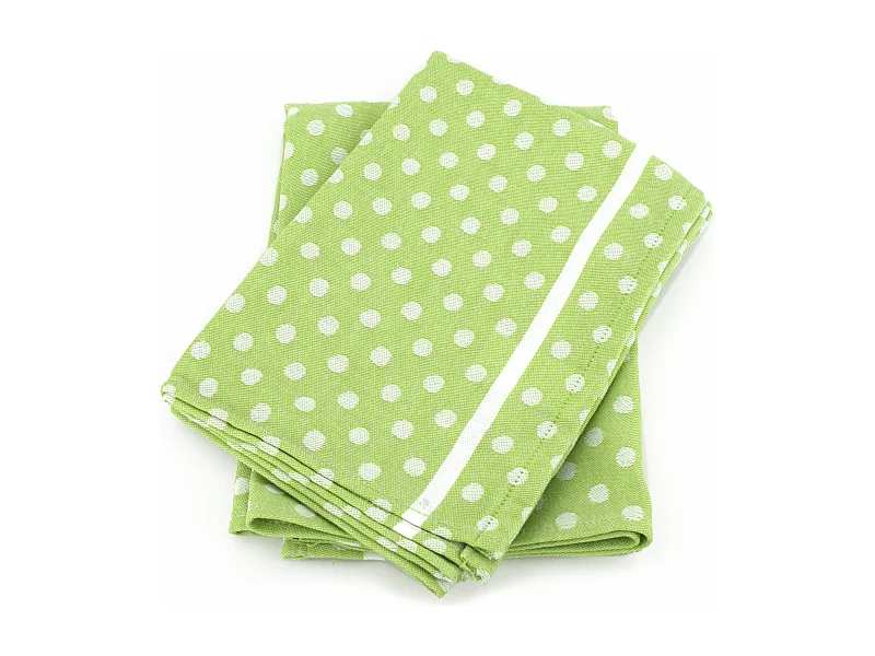 Lot de 2 torchons de cuisine toile 50x70 cm DOTS vert