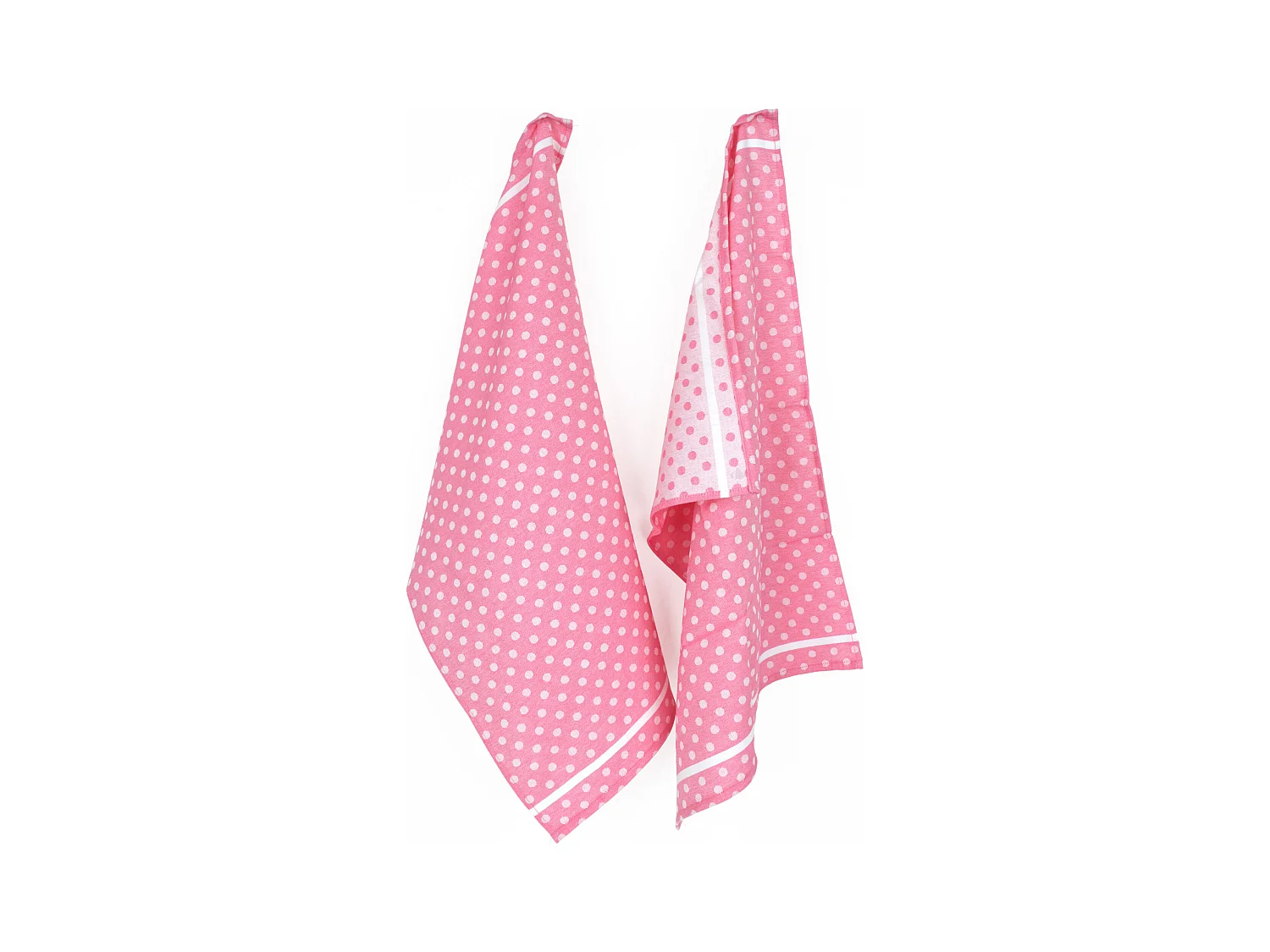 Lot de 2 torchons de cuisine toile 50x70 cm DOTS rose