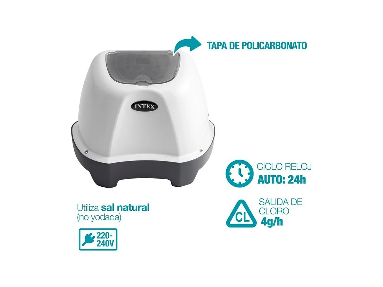 Clorador salino Intex Saltwater System QS400 4g/h para piscinas de hasta 17000L blanco