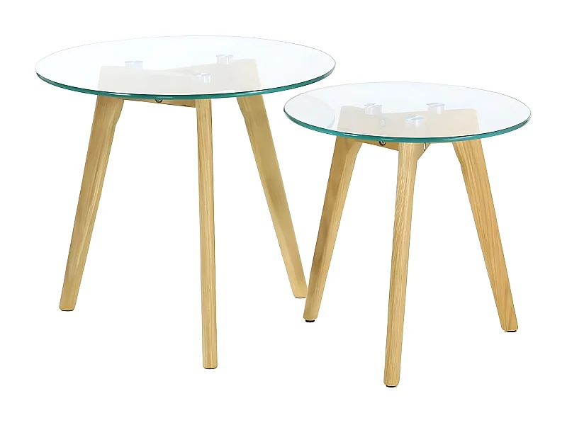 GLASS - Lot de 2 Tables Gigognes Rondes Verre Trempé