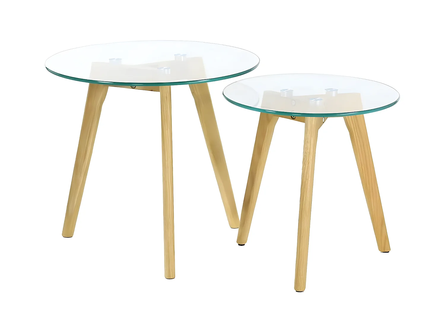 GLASS - Lot de 2 Tables Gigognes Rondes Verre Trempé