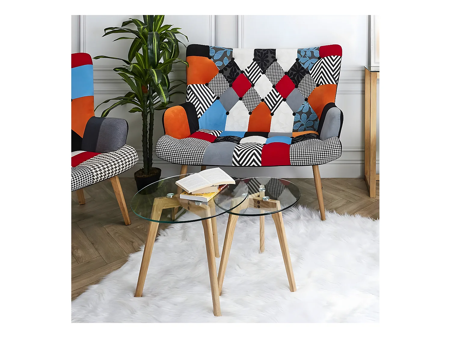 GLASS - Lot de 2 Tables Gigognes Rondes Verre Trempé