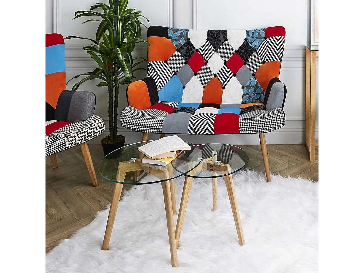 GLASS - Lot de 2 Tables Gigognes Rondes Verre Trempé