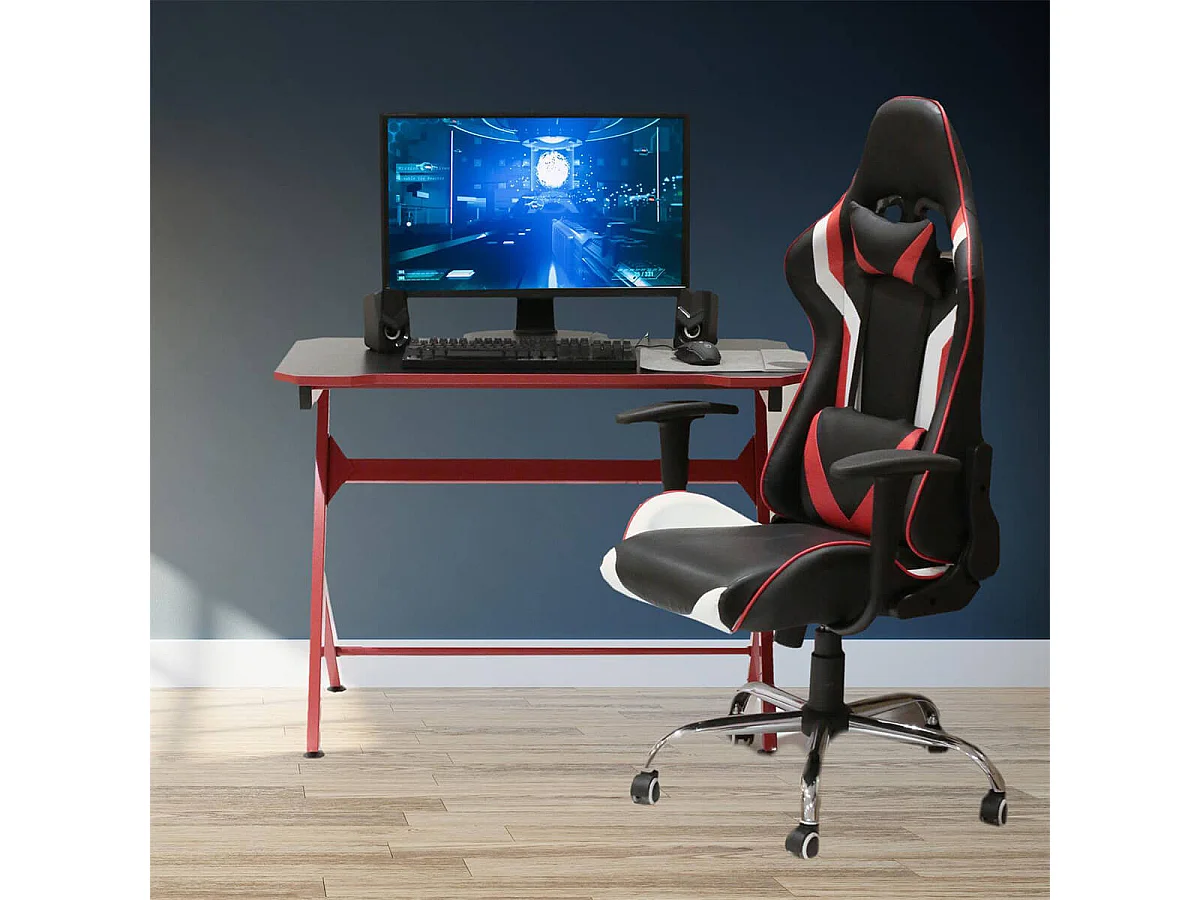 GAMING - Bureau Métallique Noir et Rouge
