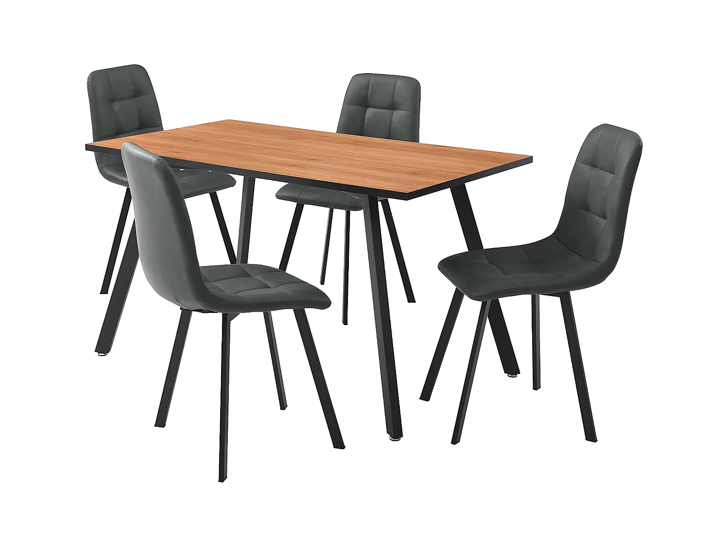 IZMIR - Ensemble Repas Table Rectangulaire + 4 Chaises Gris Foncé