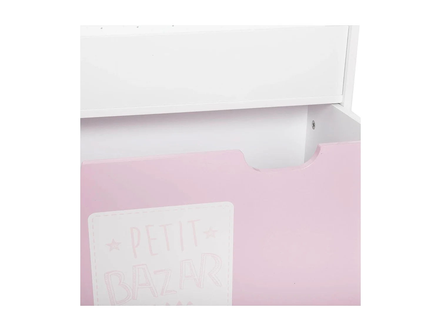 Bibliothèque Enfant blanche & rose avec bac de rangement sur roulette