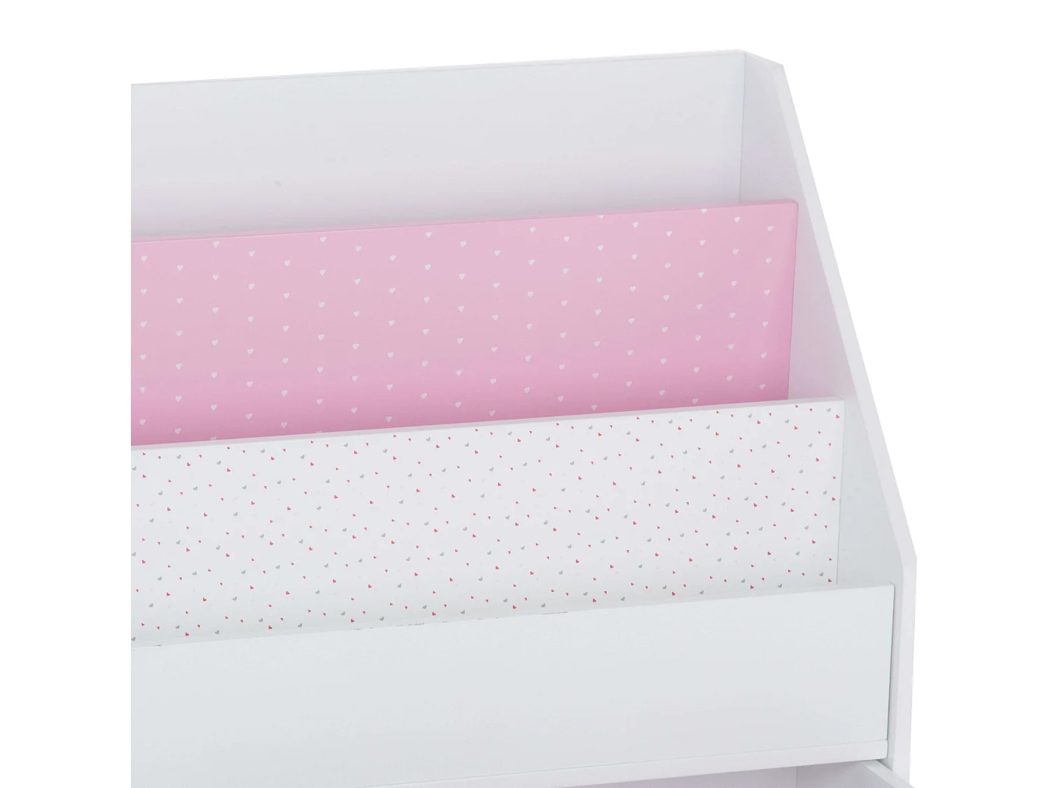 Bibliothèque Enfant blanche & rose avec bac de rangement sur roulette