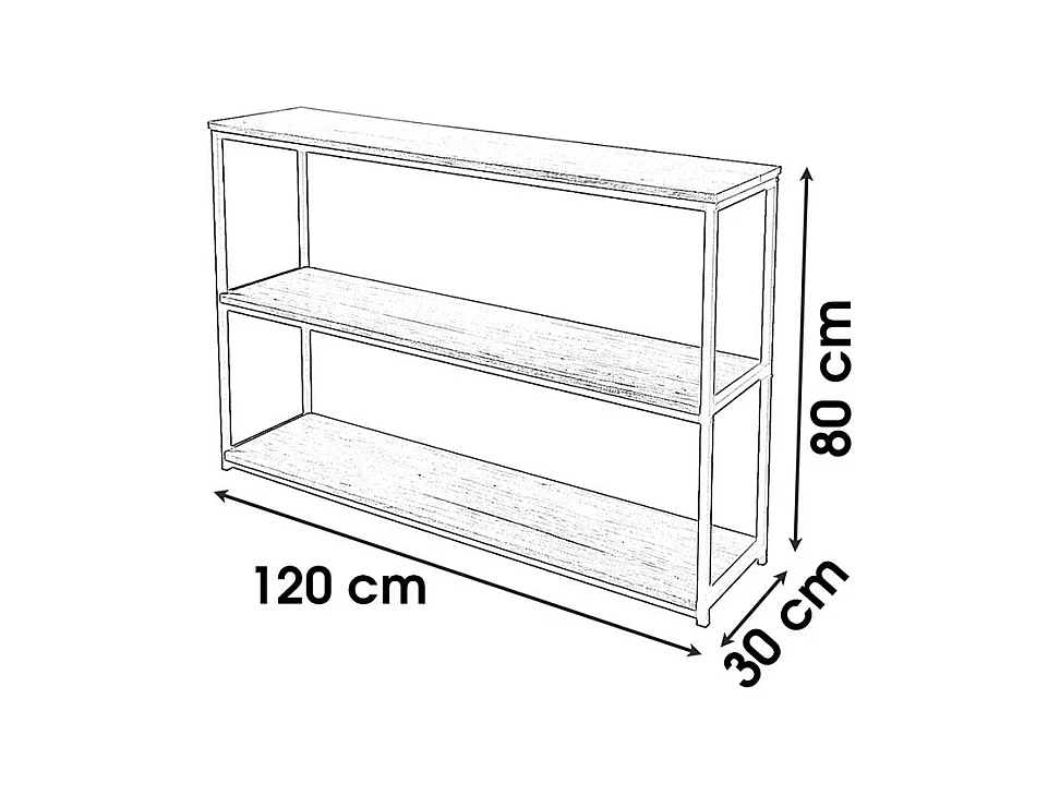 Bibliothèque basse 3 étagères Loft