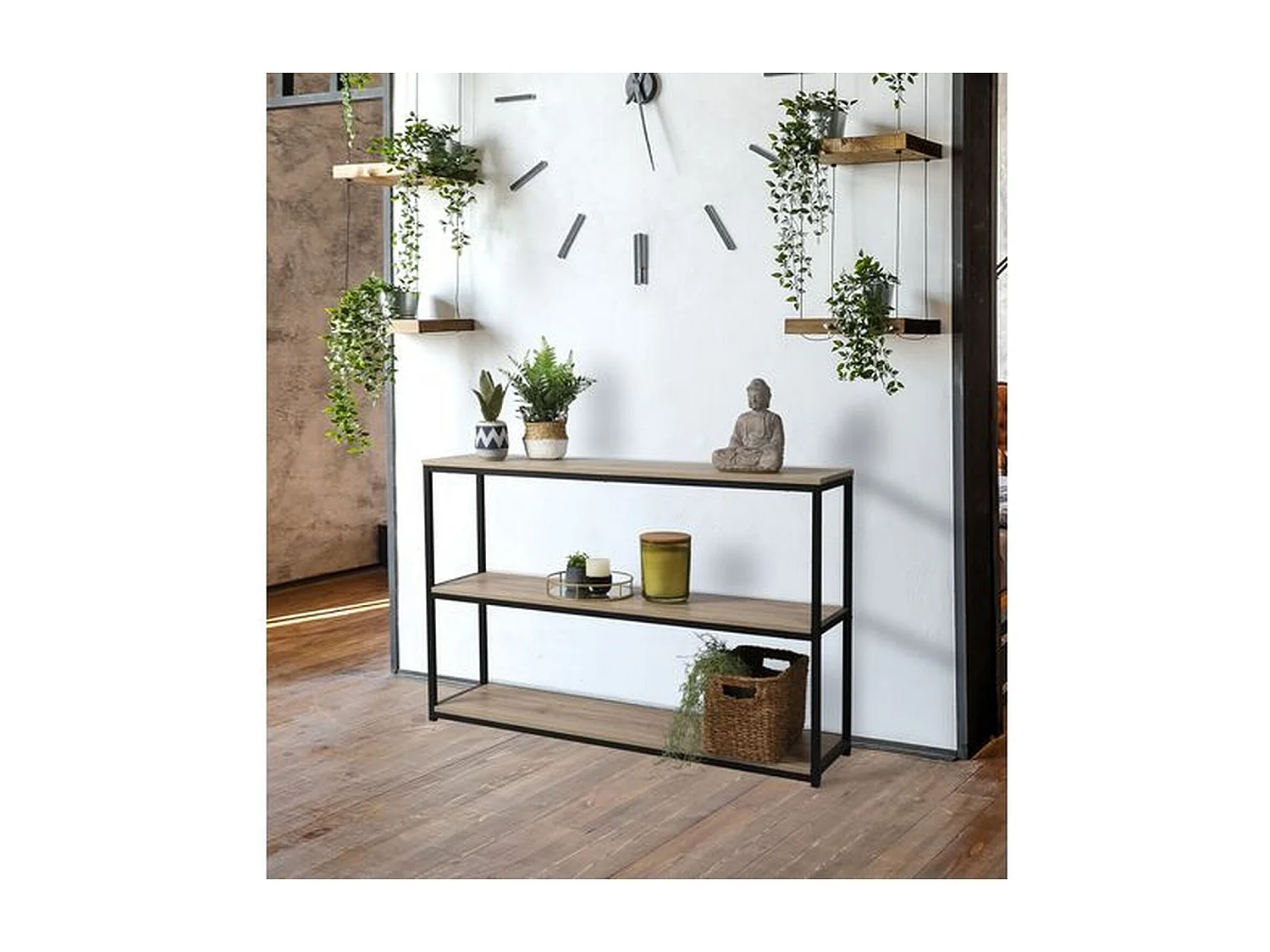 Etagère bibliothèque design industriel Loft - L. 120 x H. 80 cm - Noir