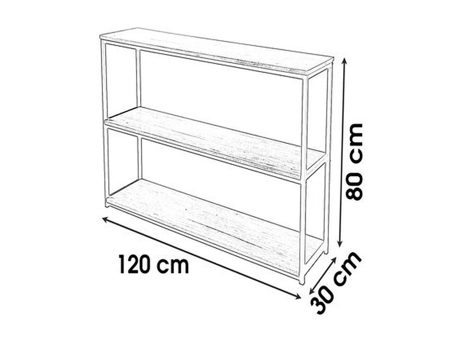 Etagère bibliothèque design industriel Loft - L. 120 x H. 80 cm - Noir