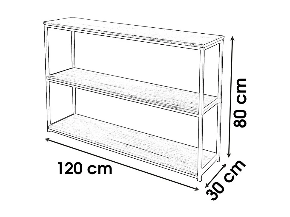 Etagère bibliothèque design industriel Loft - L. 120 x H. 80 cm - Noir