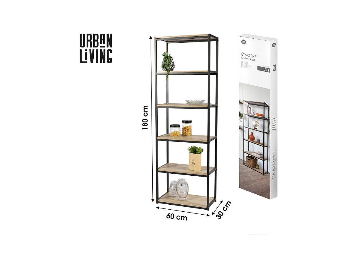 Bibliothèque 5 étagères Woody