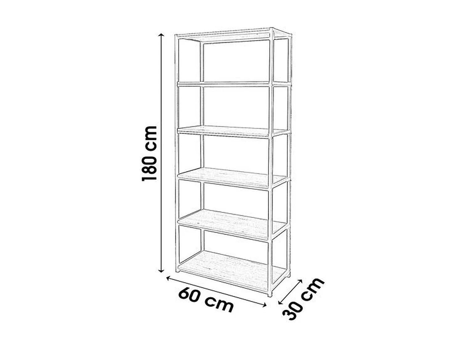 Etagère bibliothèque industrielle Dock - L. 60 x H. 180 cm - Noir