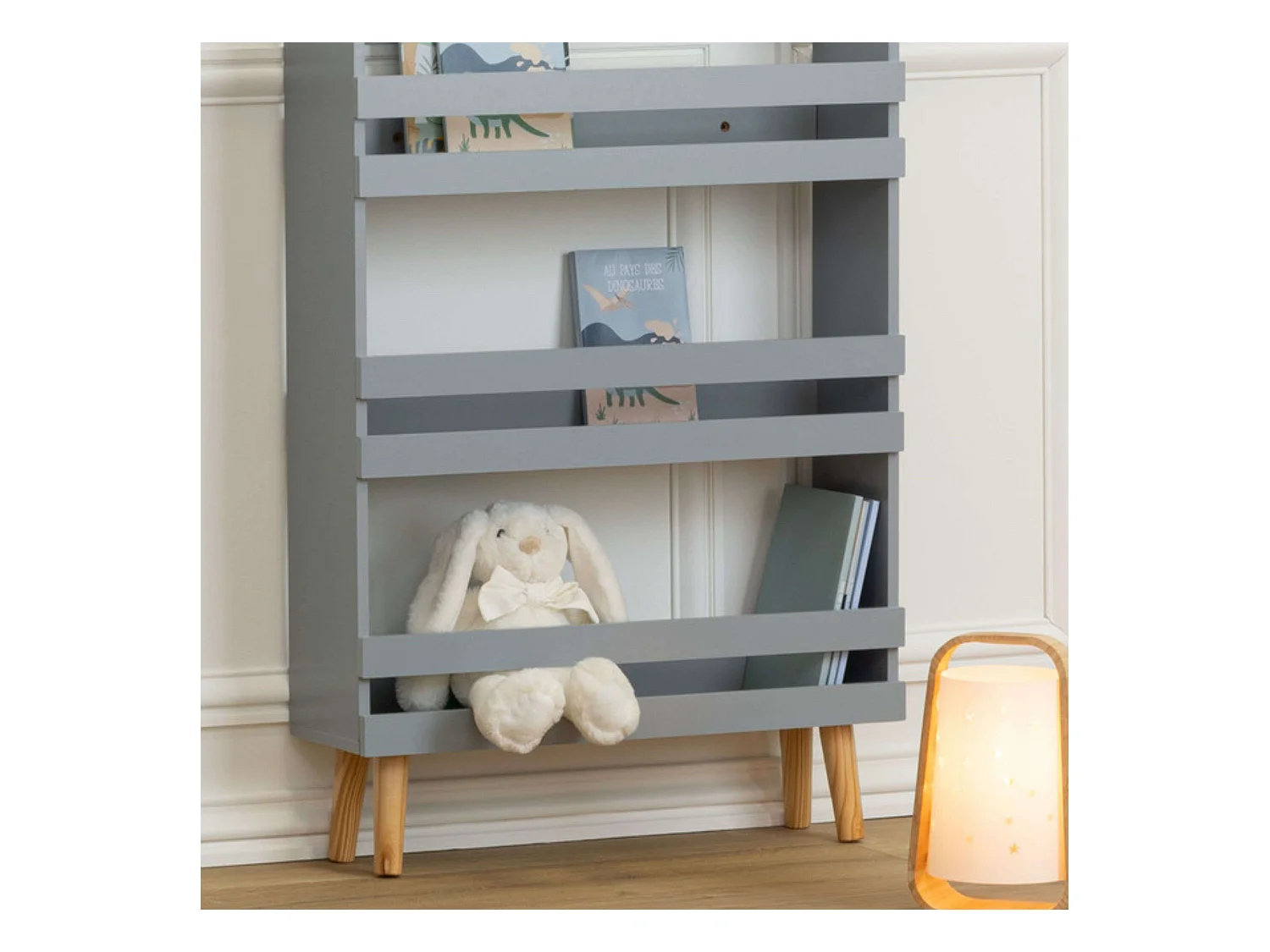 Bibliothèque Enfant Nuage gris 3 étagères