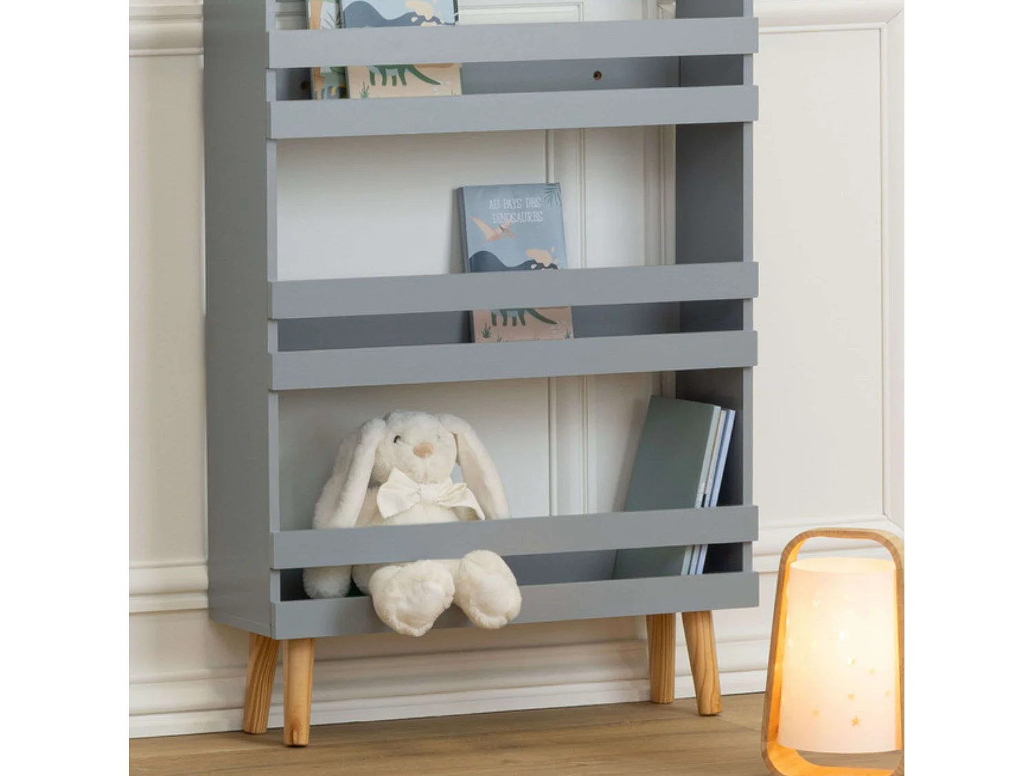 Bibliothèque Enfant Nuage gris 3 étagères