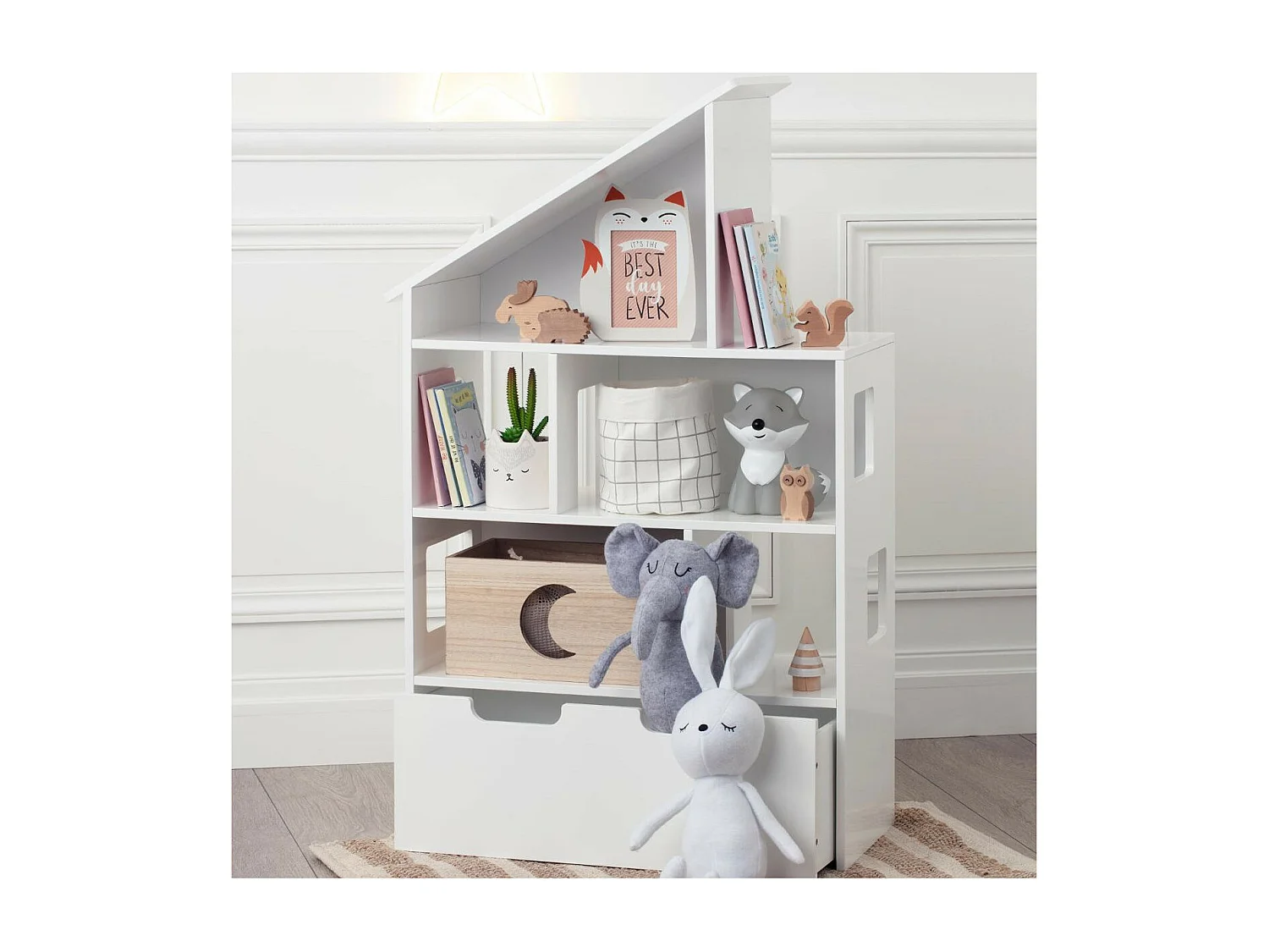 Étagère & Coffre à Roulettes "Maison" 103cm Blanc