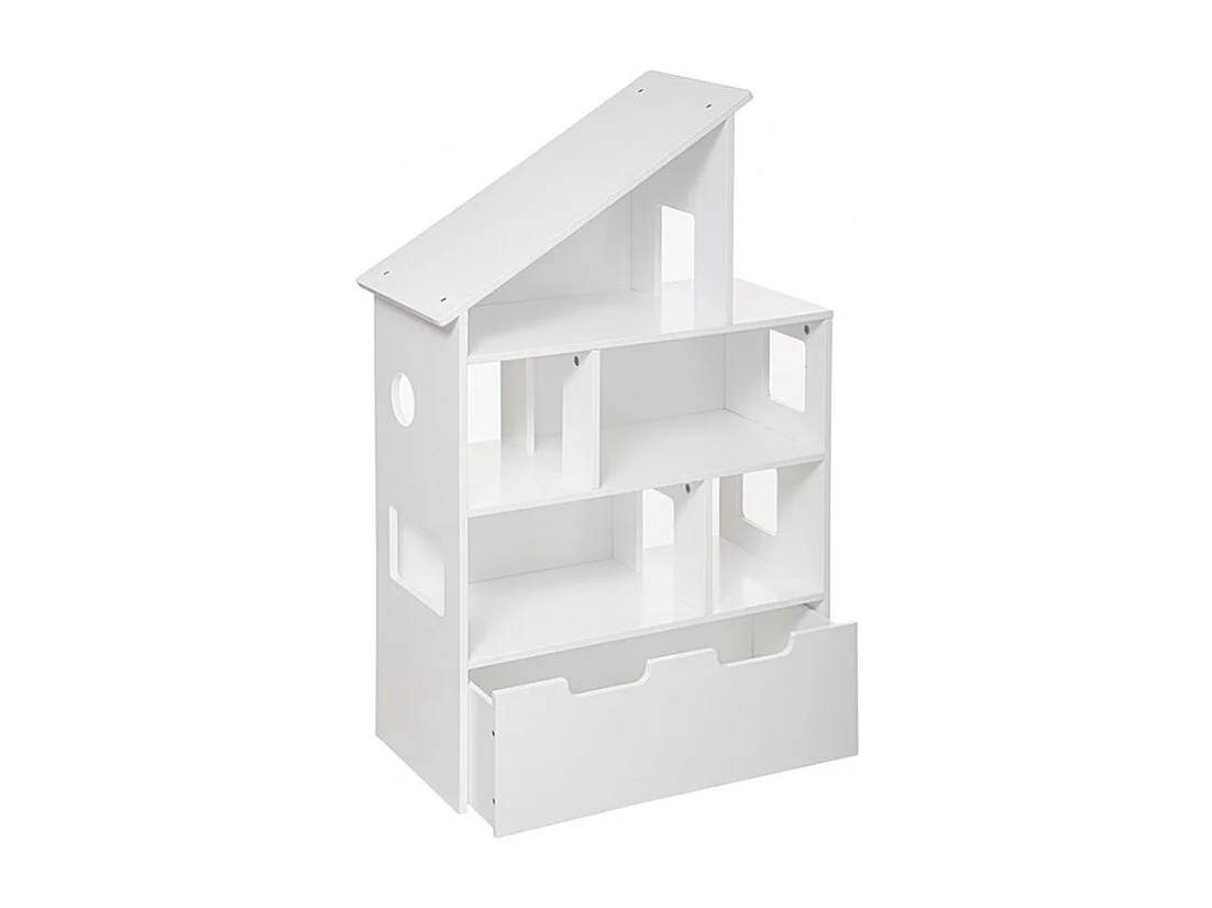 Étagère & Coffre à Roulettes "Maison" 103cm Blanc