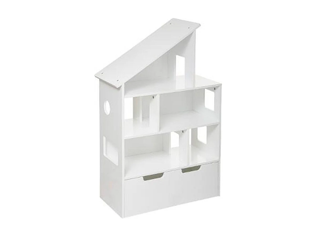 Étagère & Coffre à Roulettes "Maison" 103cm Blanc