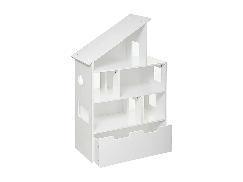 Étagère & Coffre à Roulettes "Maison" 103cm Blanc