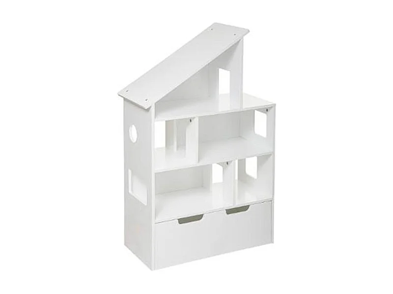 Étagère & Coffre à Roulettes "Maison" 103cm Blanc