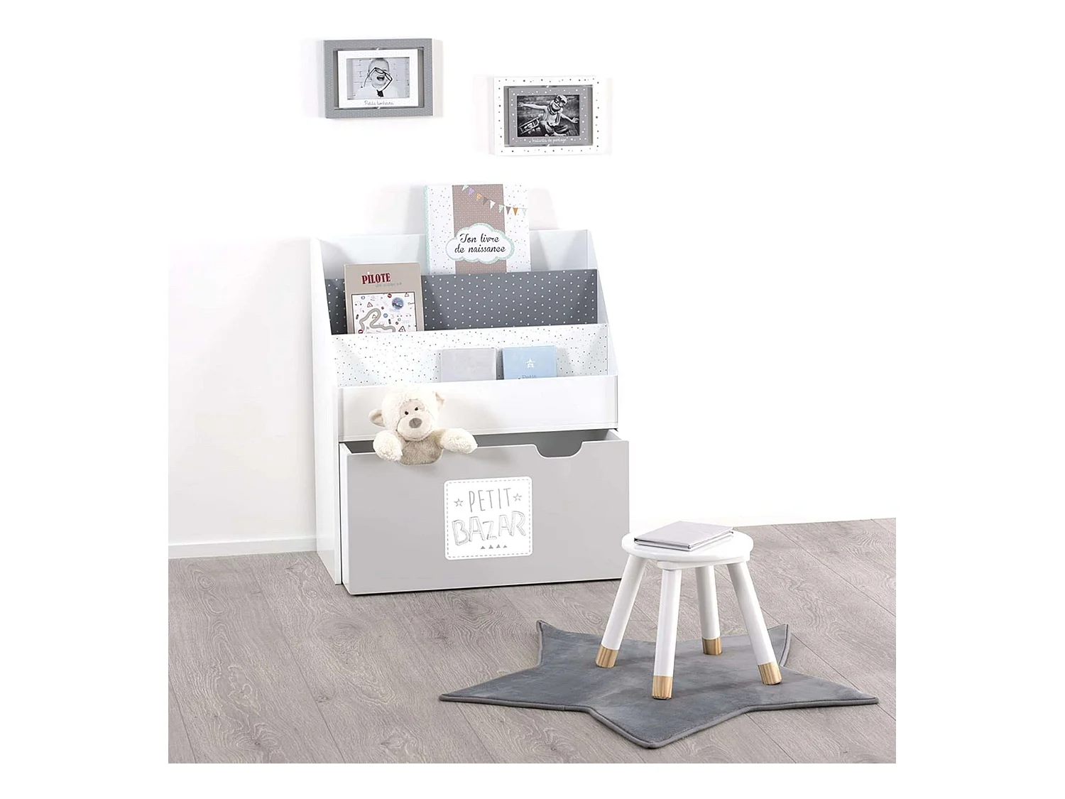 Bücherregal grau 62,5x70x30cm