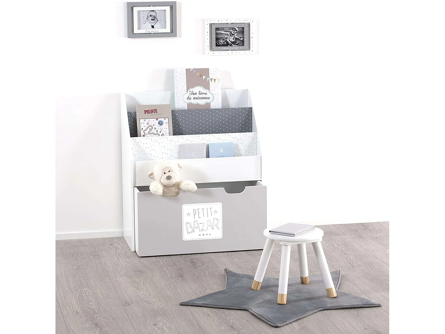 Bücherregal grau 62,5x70x30cm