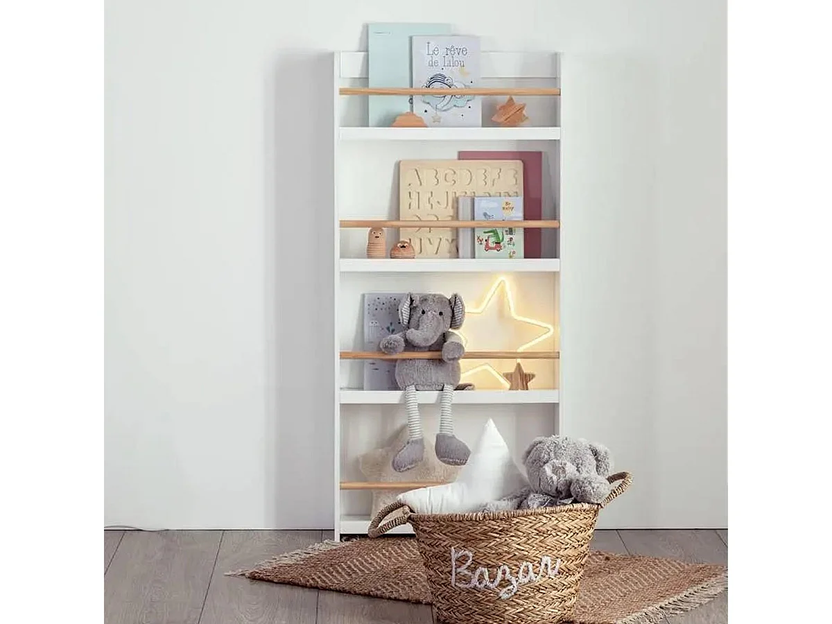 Bibliothèque Enfant 5 Niveaux "Classic" 118cm Blanc