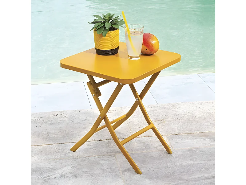 Table d'appoint pliante 40x40 Greensboro ocre Hespéride
