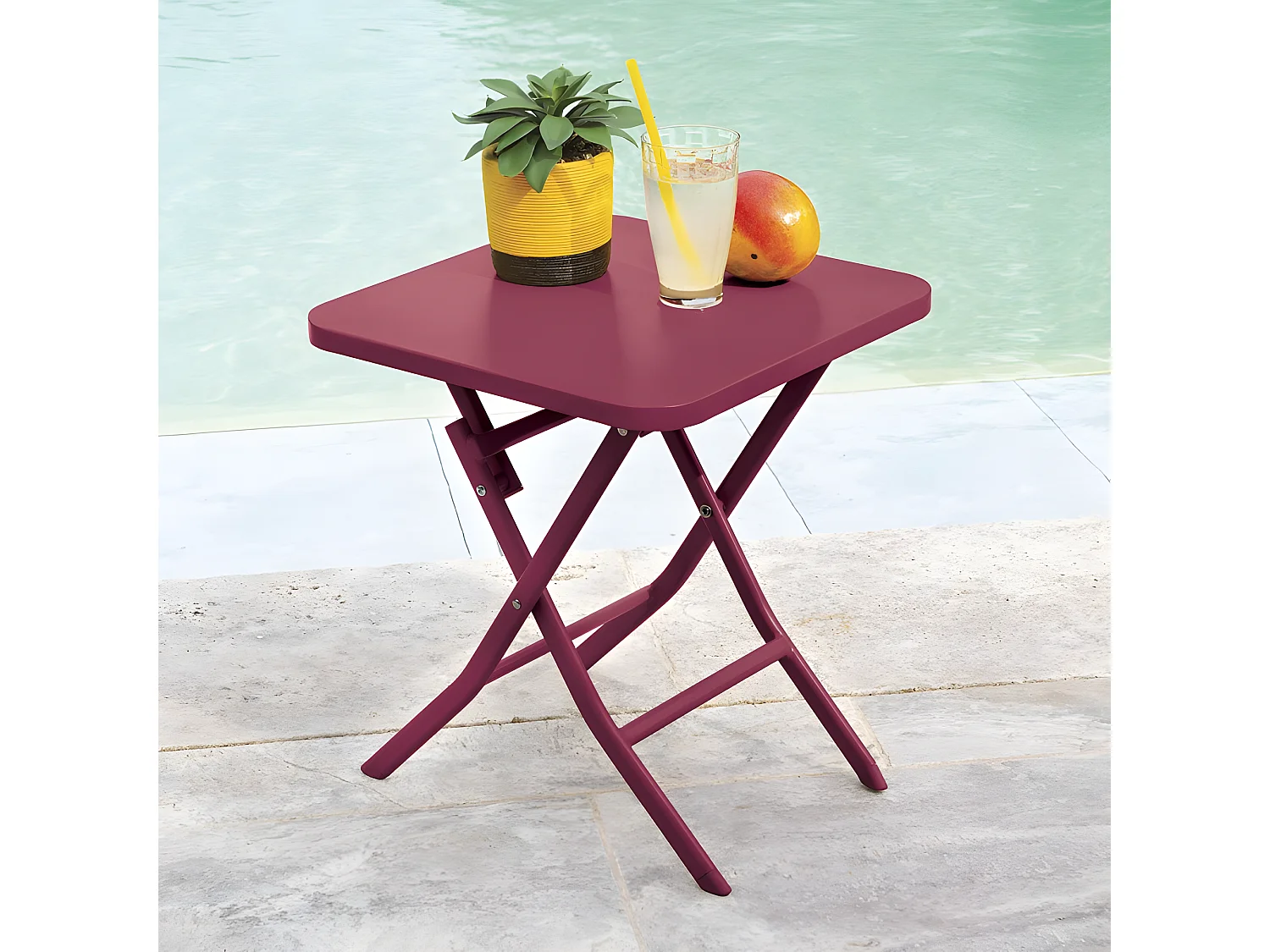 Table d'appoint pliante 40x40 Greensboro bordeaux Hespéride