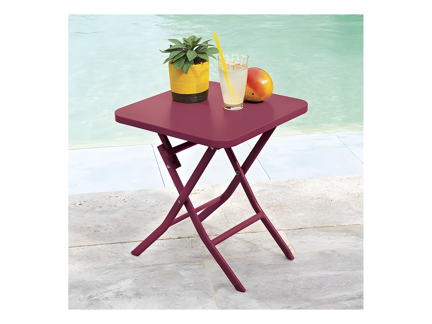 Table d'appoint pliante 40x40 Greensboro bordeaux Hespéride