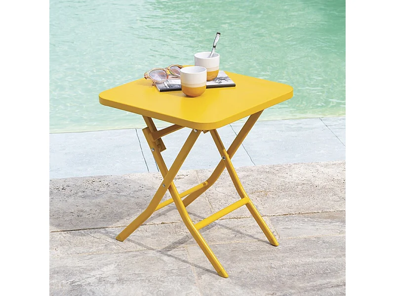 Table d'appoint pliante 40x40 Greensboro moutarde Hespéride