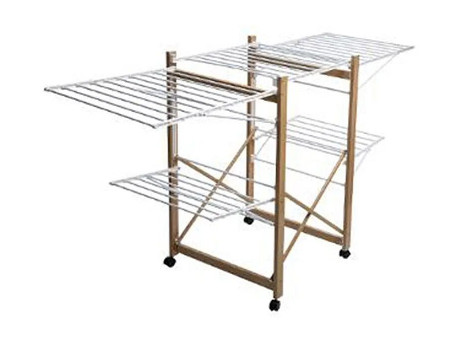 Étendoir à Linge "4 Roulettes" 27m Naturel