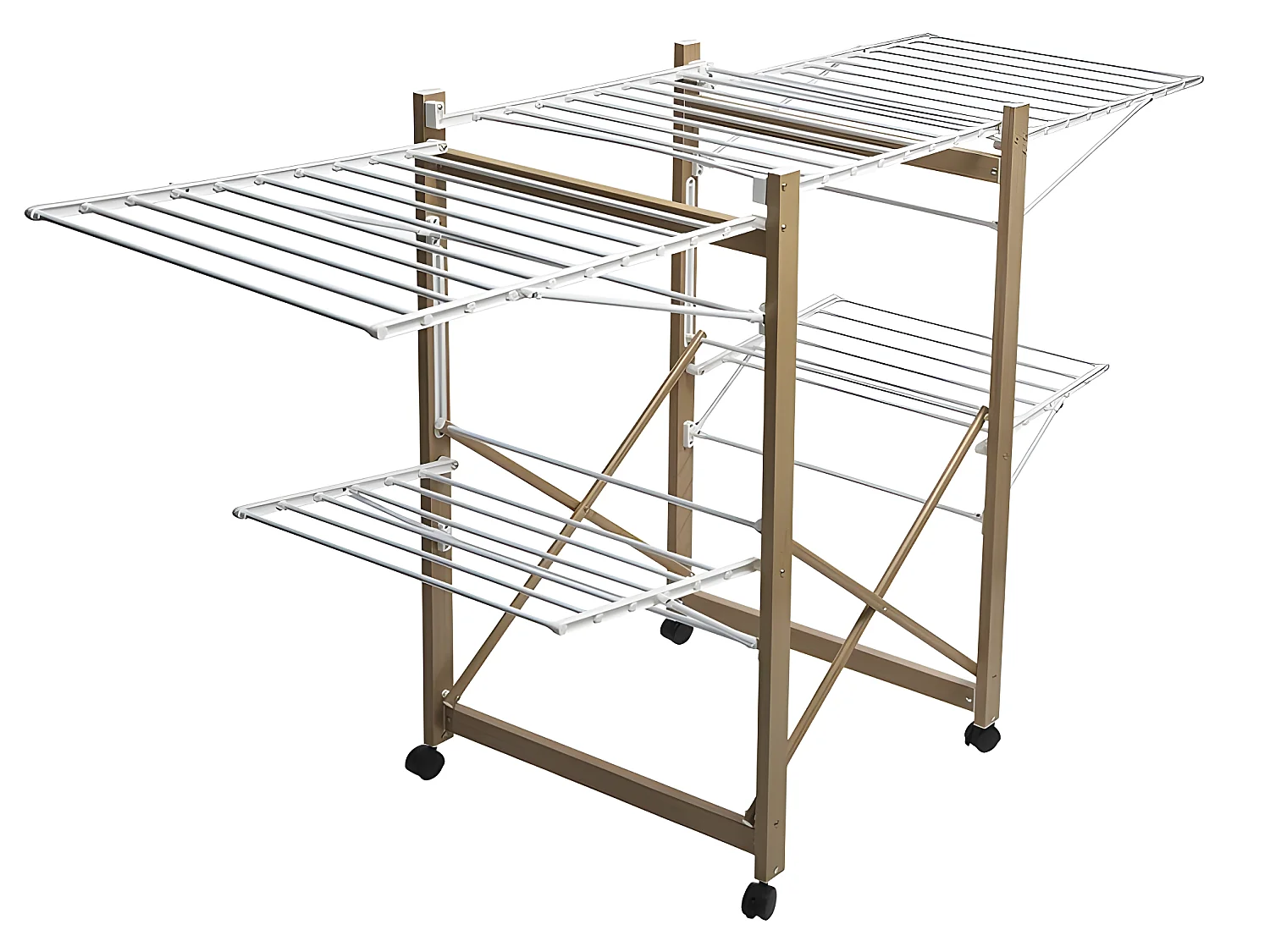 Étendoir à Linge "4 Roulettes" 27m Naturel