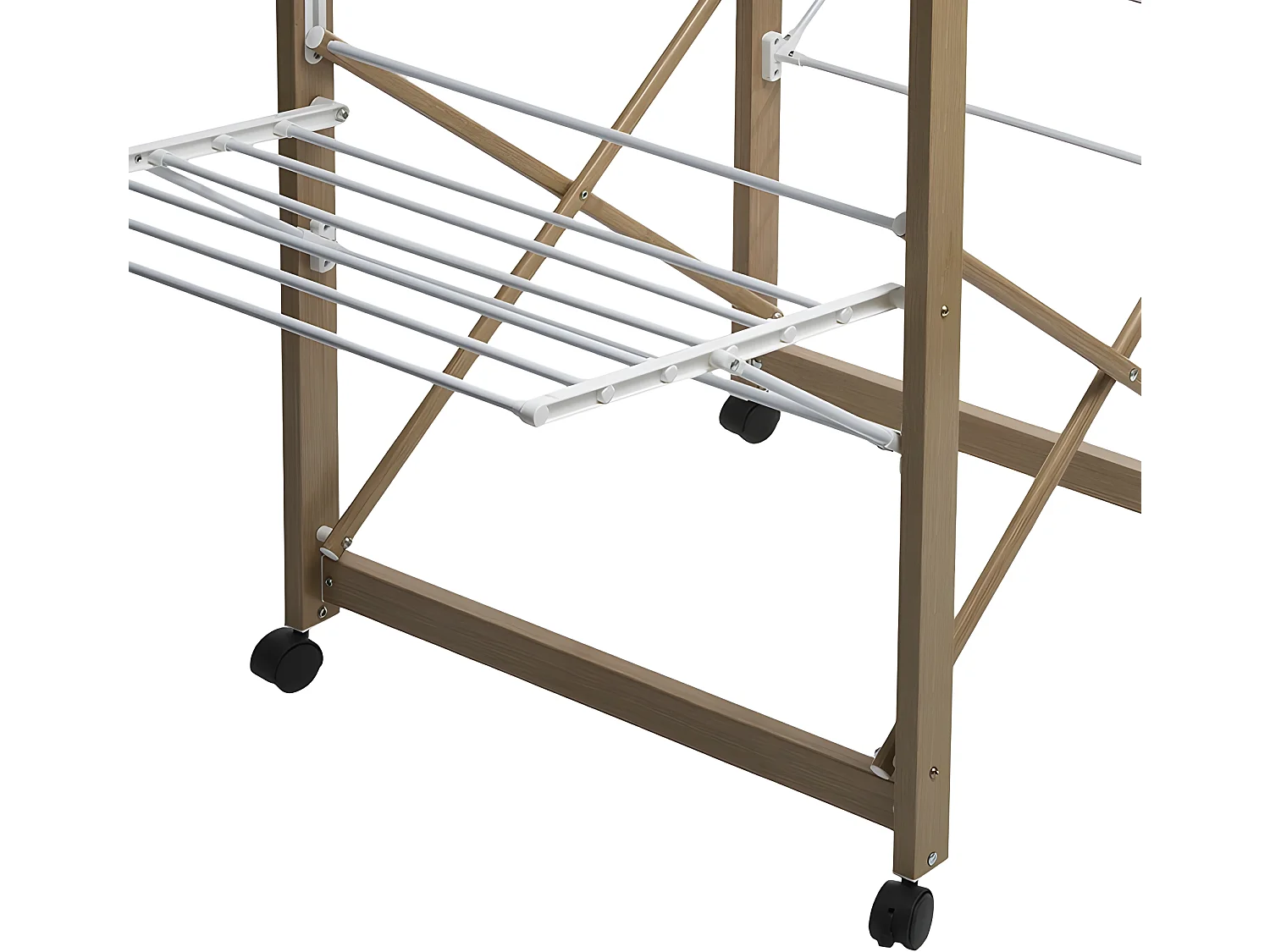 Étendoir à Linge "4 Roulettes" 27m Naturel