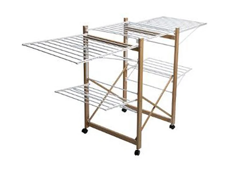 Étendoir à Linge "4 Roulettes" 27m Naturel