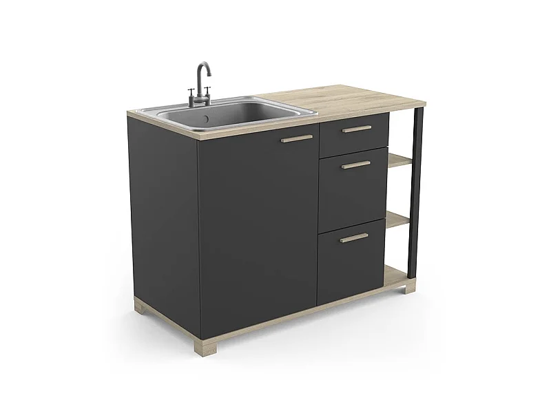 Meuble bas de cuisine 1 porte 3 tiroirs Atelier