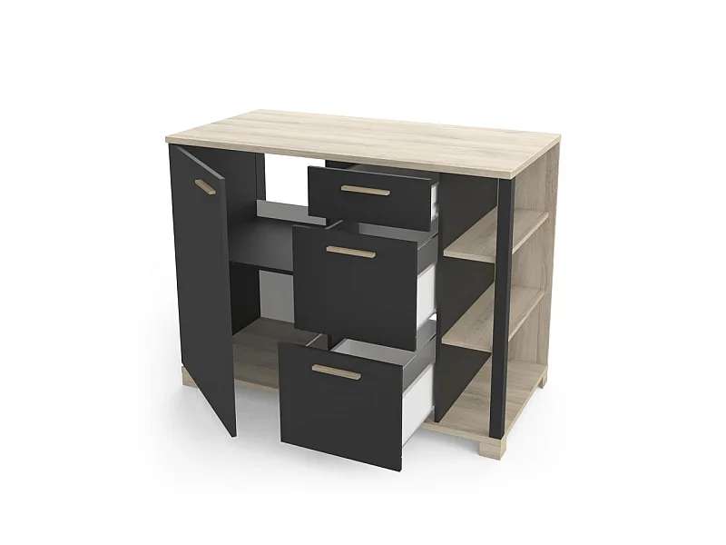 Meuble bas de cuisine 1 porte 3 tiroirs Atelier